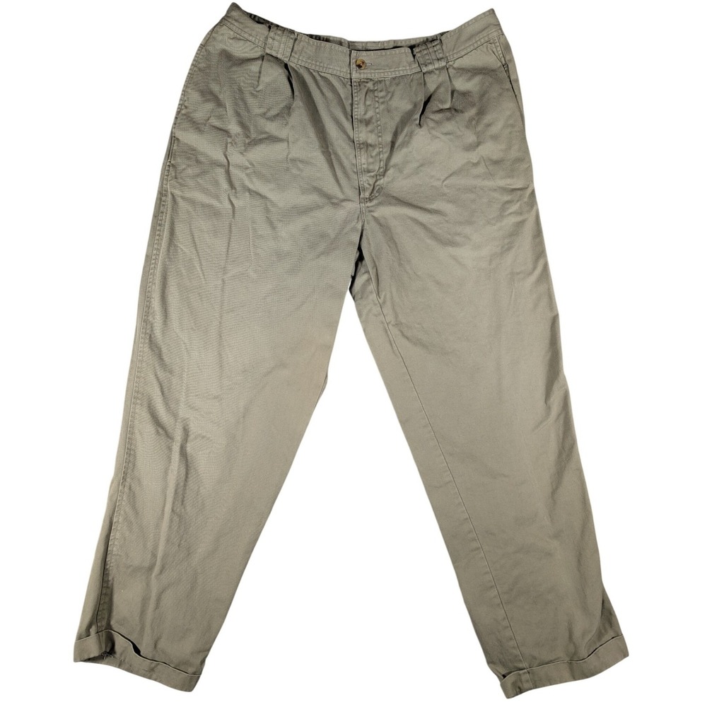 Bugle Boy Co‎ Mens 38S Pleated Chino Pants Khaki Tan Cotton Cuffed Vintage 90s